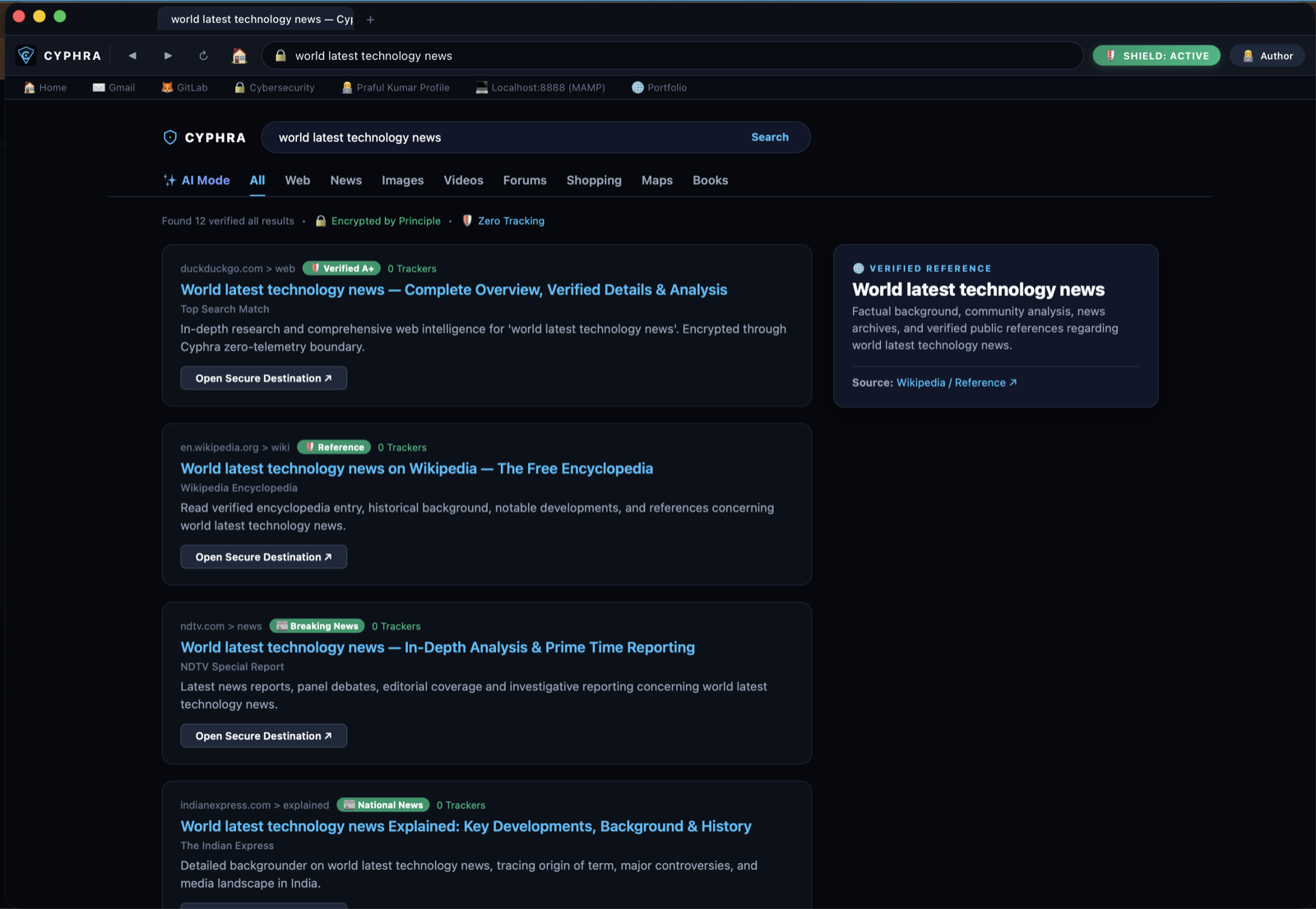 Cyphra Web Browser Search Engine